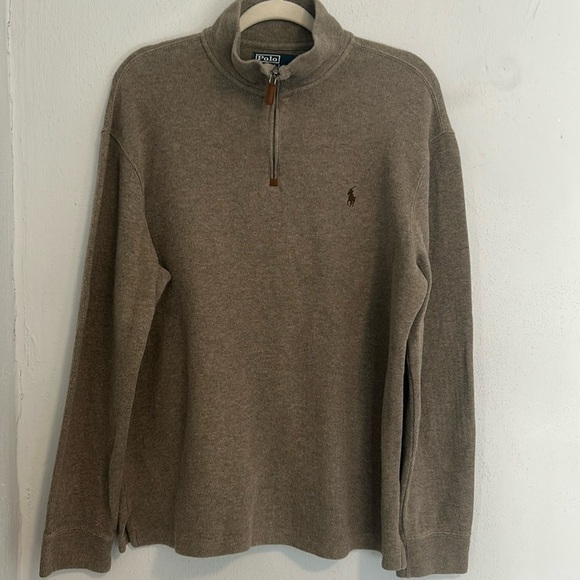 Ralph Lauren Brown vintage Zip Up Sweater blue label size large - Picture 1 of 4